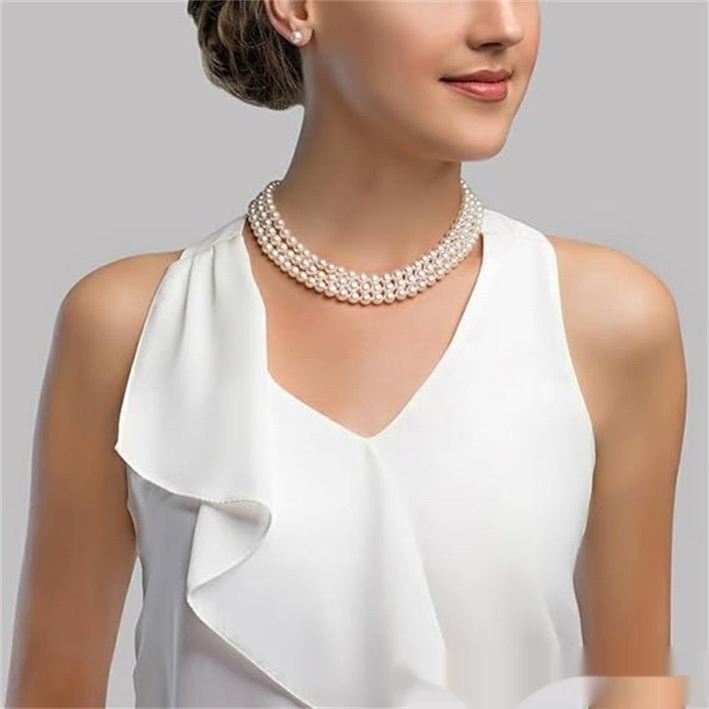 Collier de perles chinois rétro à plusieurs couches avec des perles longues jumelles. - Ivory Deals Market