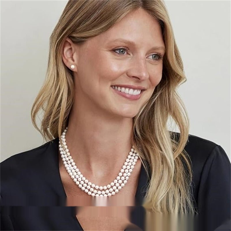 Collier de perles chinois rétro à plusieurs couches avec des perles longues jumelles. - Ivory Deals Market