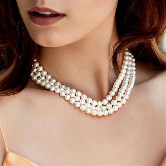 Collier de perles chinois rétro à plusieurs couches avec des perles longues jumelles. - Ivory Deals Market