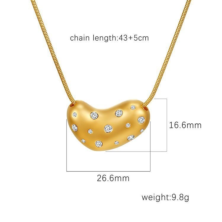 Collier design simple en acier titane pour femmes, cœur de pêche - Ivory Deals Market