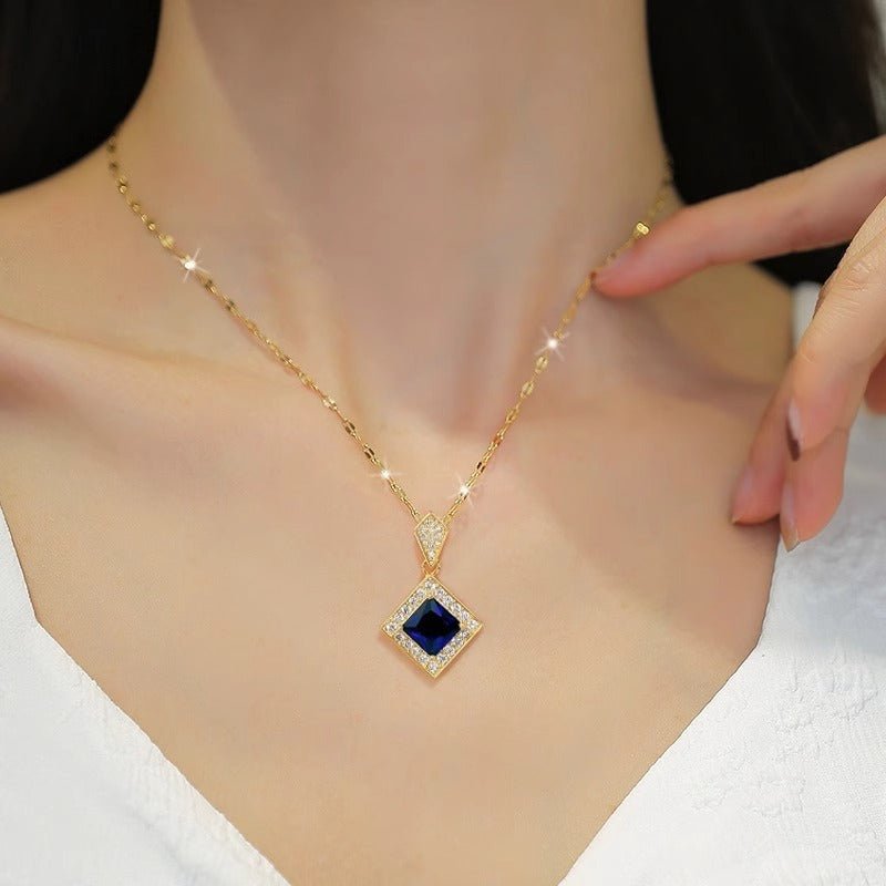 Collier Diamant Bleu et Boucles d'oreilles Suite - Ivory Deals Market