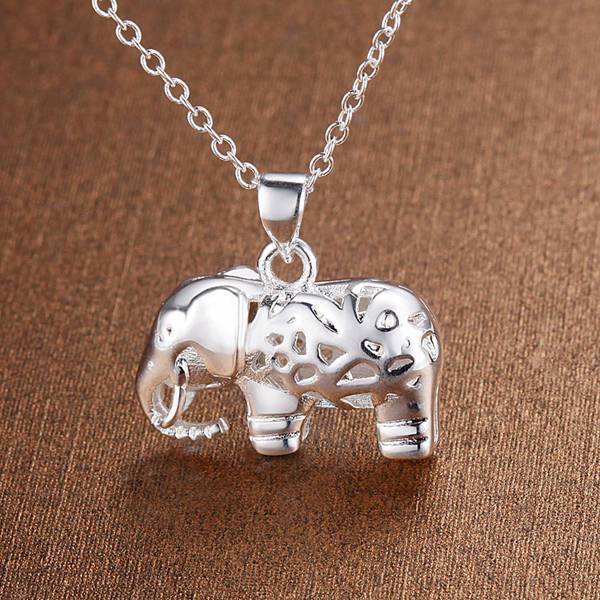 Collier d'ornement en plaqué argent creux éléphant - Ivory Deals Market