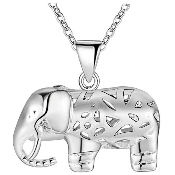 Collier d'ornement en plaqué argent creux éléphant - Ivory Deals Market