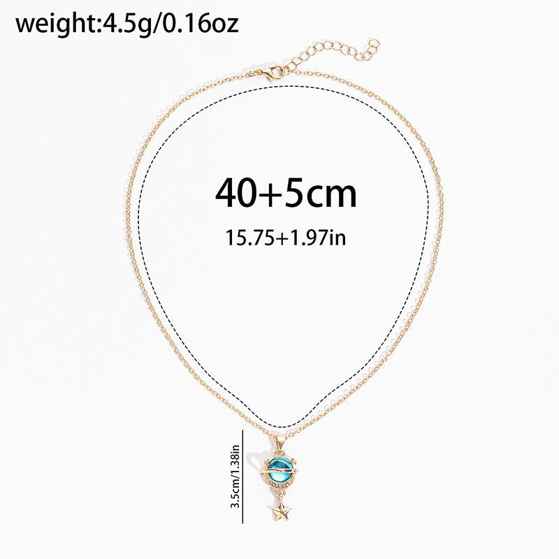 Collier en alliage avec pendentif en forme de planète diamant pour femmes. - Ivory Deals Market