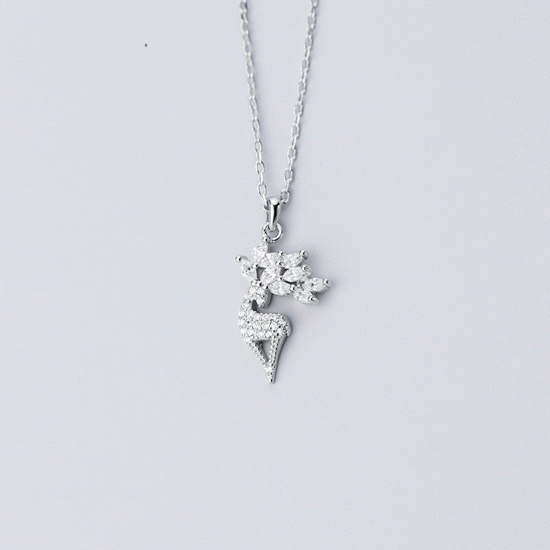 Collier en argent sterling Elk Full Diamond Noël - Ivory Deals Market