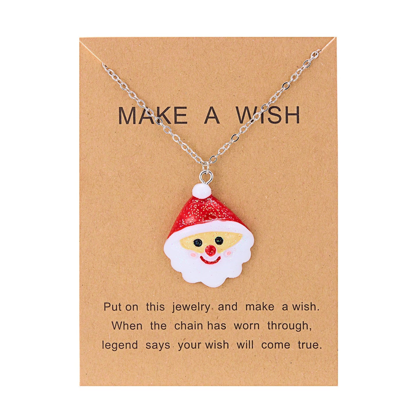 Collier en résine de dessin animé mignon Noël bonhomme de neige père noël pendentif collier chaîne de clavicule pour femmes bijoux - Ivory Deals Market