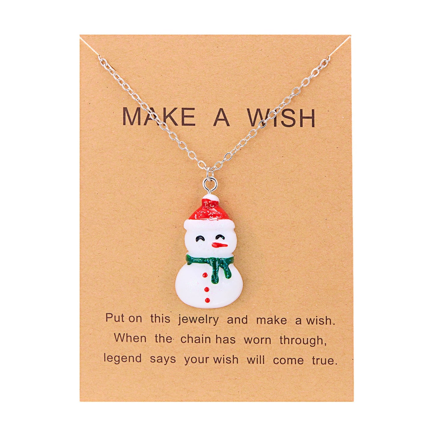 Collier en résine de dessin animé mignon Noël bonhomme de neige père noël pendentif collier chaîne de clavicule pour femmes bijoux - Ivory Deals Market