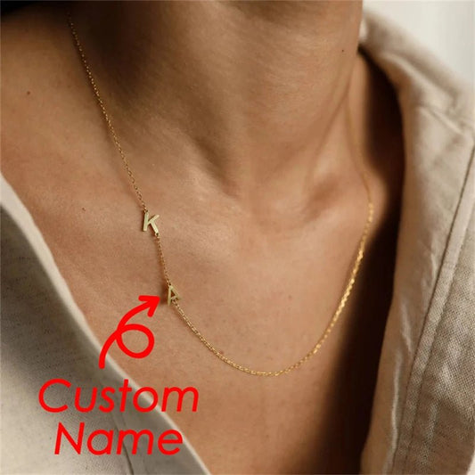 Collier lettre centre d'argent par Caitlyn collier initial de côtés minimaliste collier nom minimaliste cadeau parfait pour maman - Ivory Deals Market