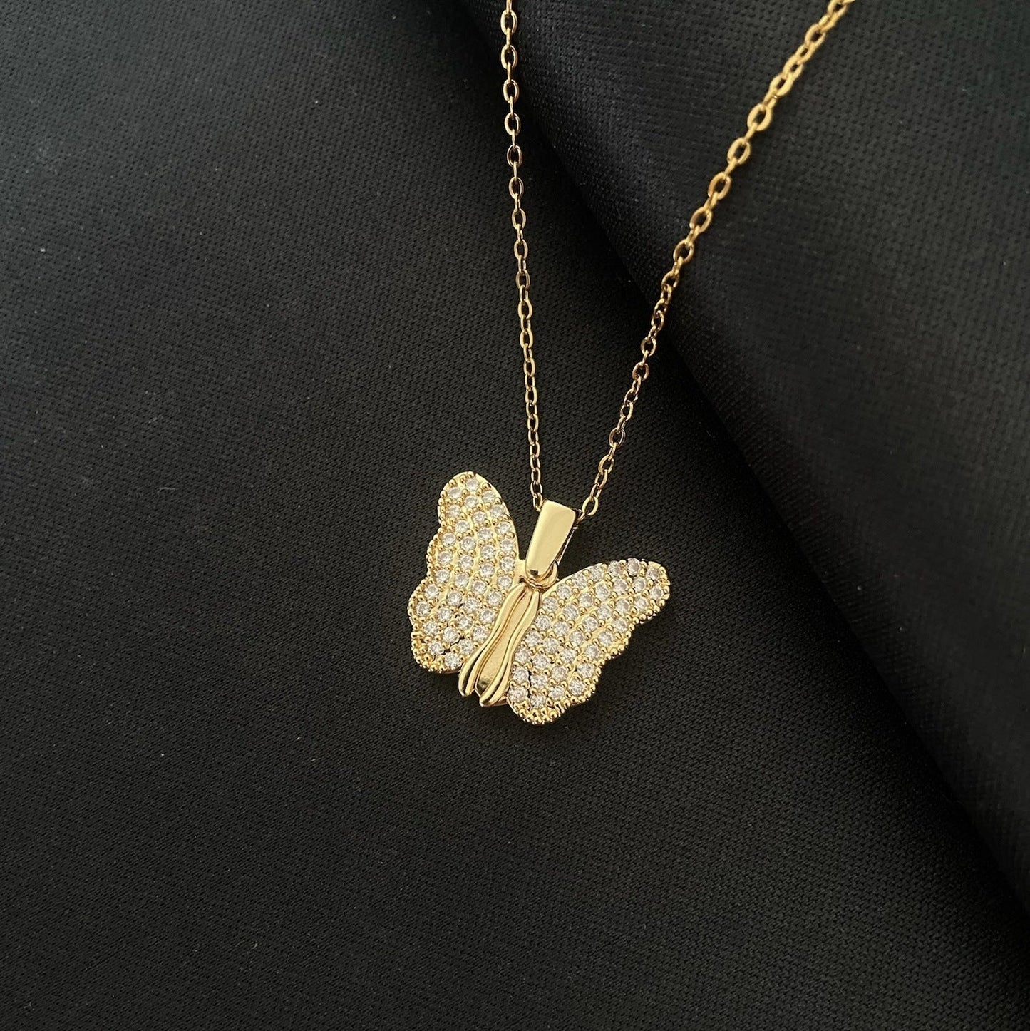 Collier papillon pendentif femme chaîne de clavicule en acier titane - Ivory Deals Market