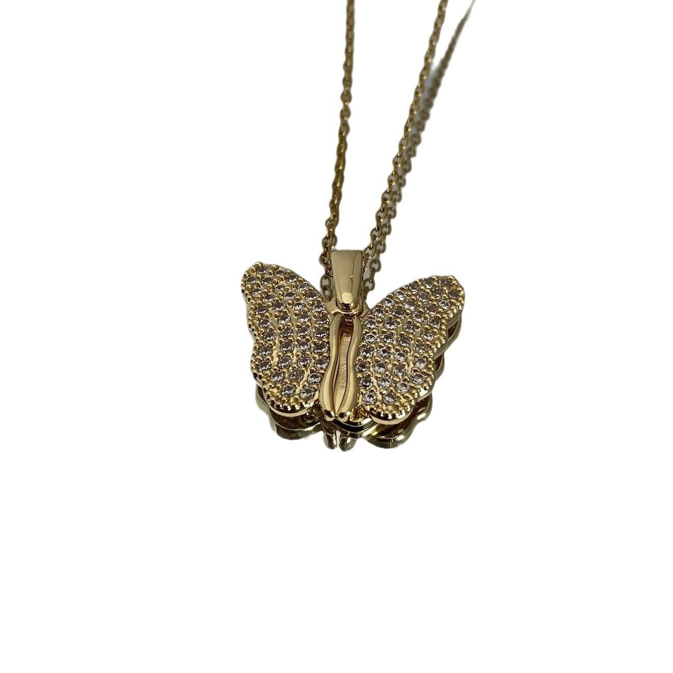 Collier papillon pendentif femme chaîne de clavicule en acier titane - Ivory Deals Market