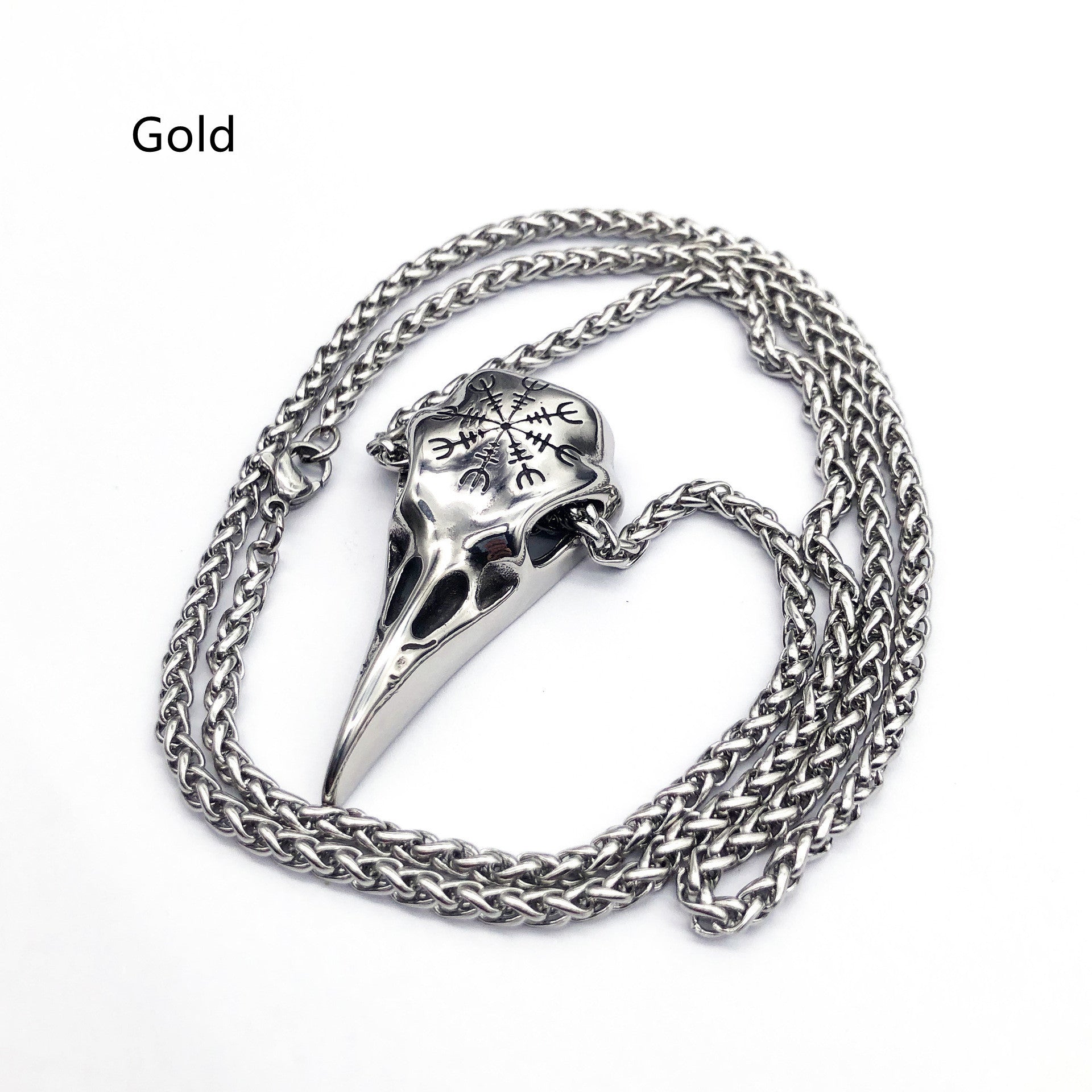 Collier pendentif en forme de crâne d'aigle avec symbole viking, pour homme. - Ivory Deals Market