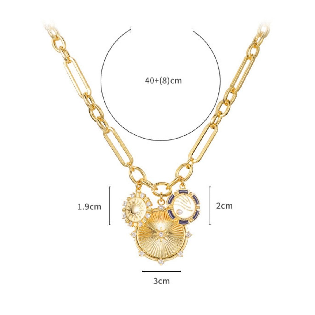 Collier pendentif soleil créatif plaqué cuivre chaîne de clavicule d'or - Ivory Deals Market