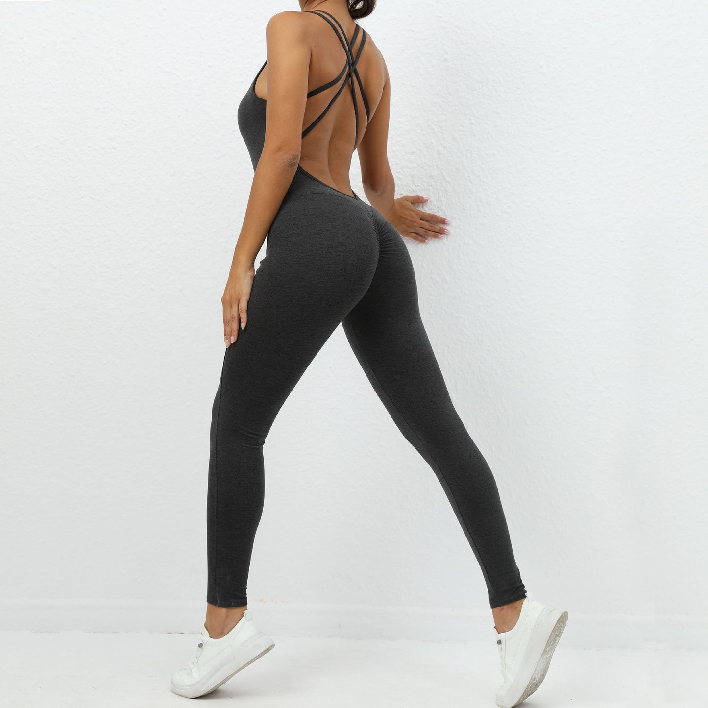 Combinaison de yoga avec bretelles croisées design à séchage rapide, pantalon de sport de course à la mode, leggings sans couture pour femmes - Ivory Deals Market