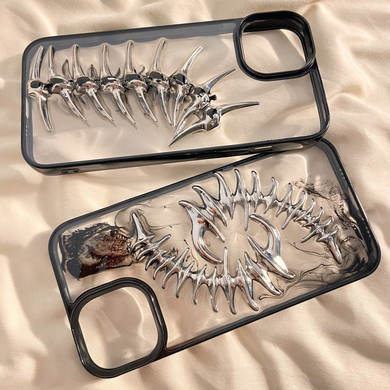 Coque de téléphone applicable au modèle 14 en métal en trois dimensions avec motif d'arête de poisson. - Ivory Deals Market