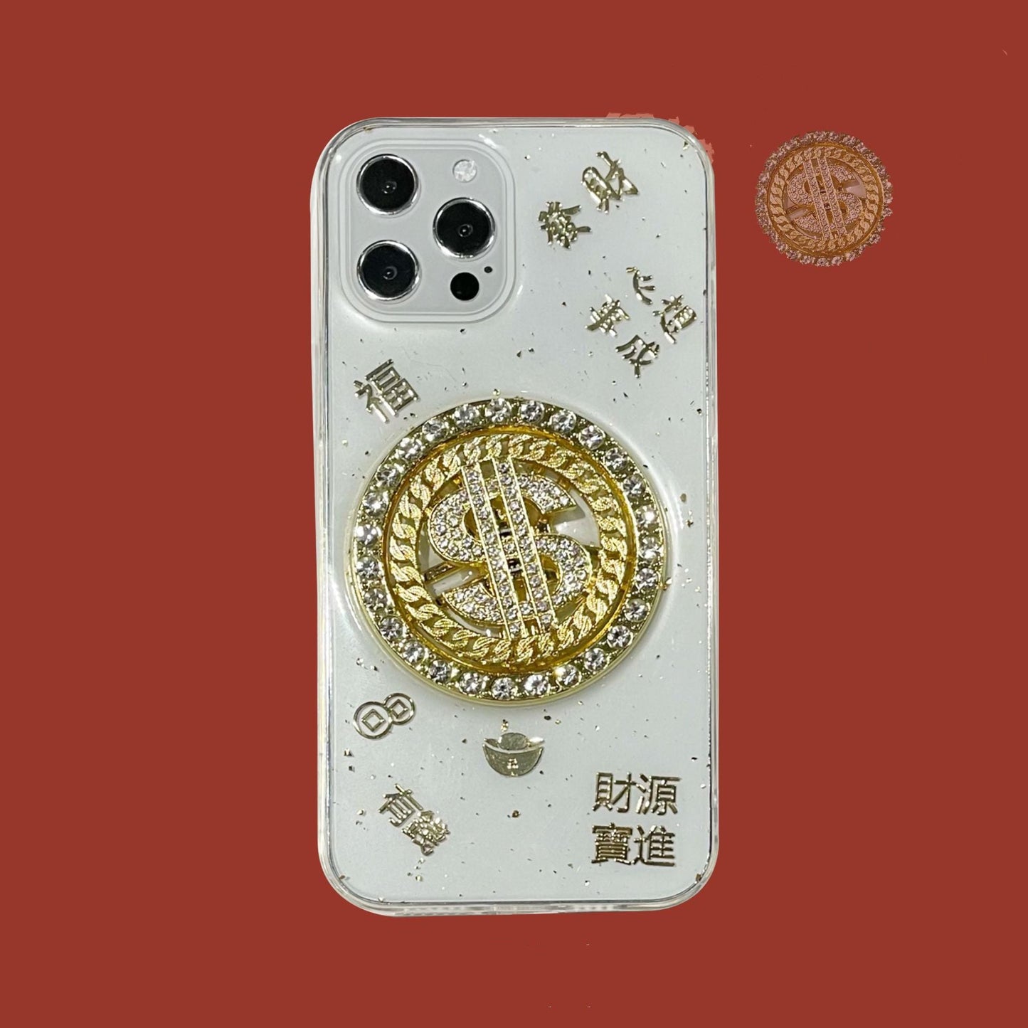 Coque de téléphone en forme de diamant 3D avec motif de dollar, de luxe - Ivory Deals Market