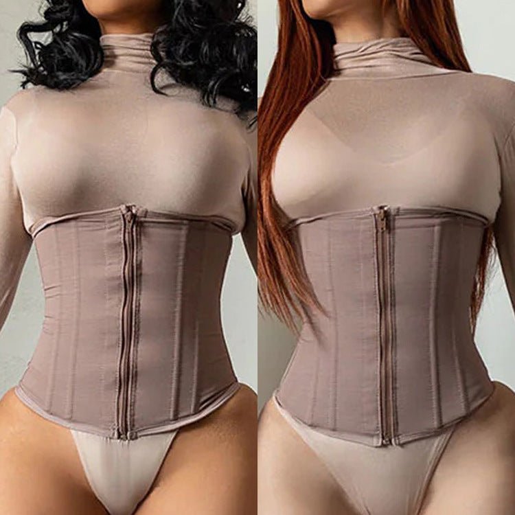 Corset de taille à fermeture éclair à 9 os, grande taille - Ivory Deals Market