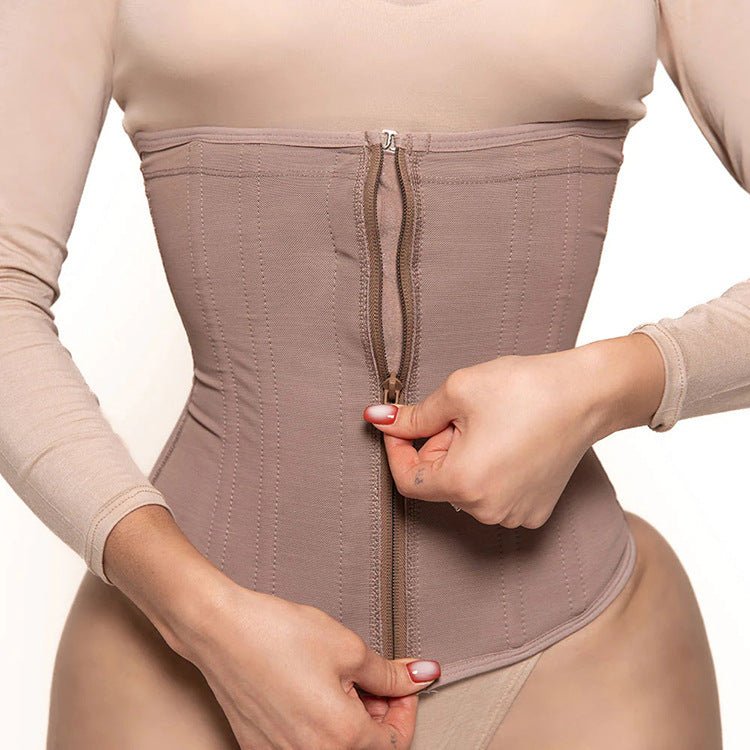 Corset de taille à fermeture éclair à 9 os, grande taille - Ivory Deals Market