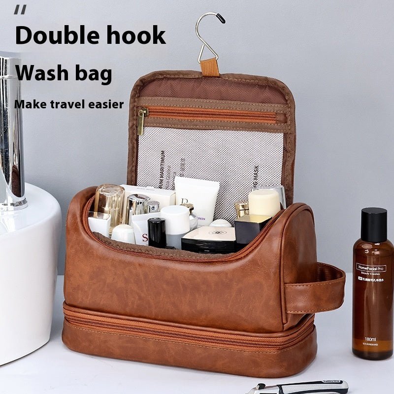 Cosmétique en cuir Sac de rangement Trousse de toilette de voyage Portable Hommes Affaires Simplicité Portable Avec crochet - Ivory Deals Market