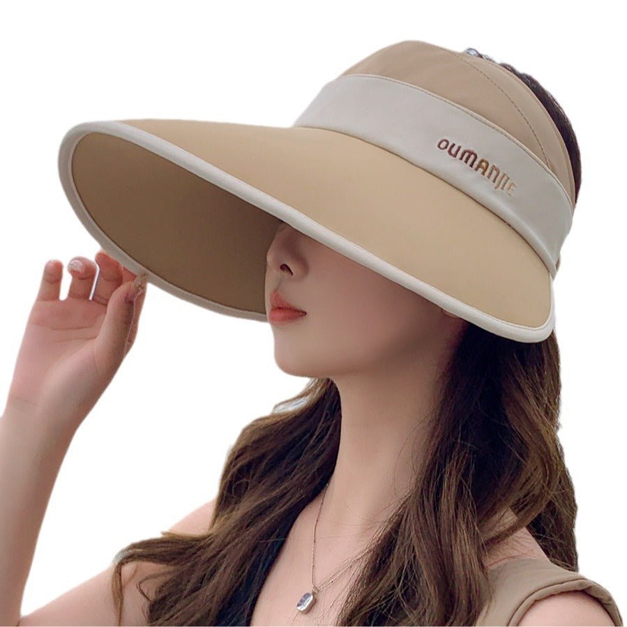 Couverture de visage à bord élargi en soie glacée Cloud Sense chapeau topless résistant au soleil - Ivory Deals Market