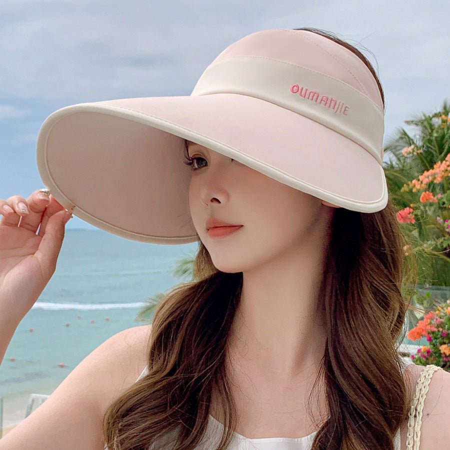 Couverture de visage à bord élargi en soie glacée Cloud Sense chapeau topless résistant au soleil - Ivory Deals Market