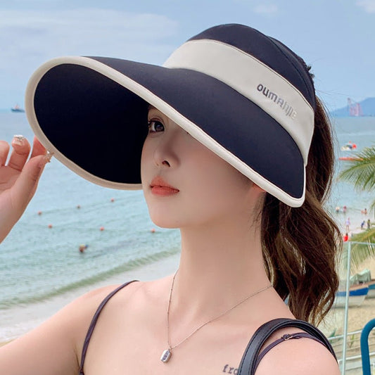 Couverture de visage à bord élargi en soie glacée Cloud Sense chapeau topless résistant au soleil - Ivory Deals Market