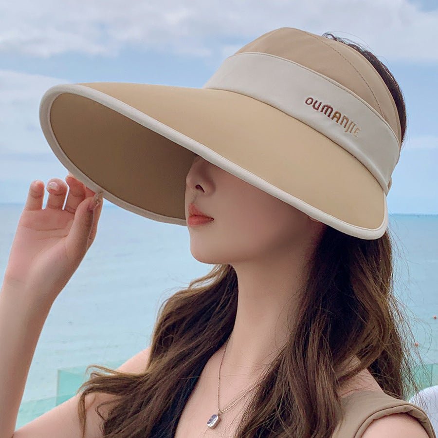 Couverture de visage à bord élargi en soie glacée Cloud Sense chapeau topless résistant au soleil - Ivory Deals Market