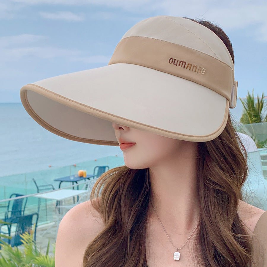 Couverture de visage à bord élargi en soie glacée Cloud Sense chapeau topless résistant au soleil - Ivory Deals Market