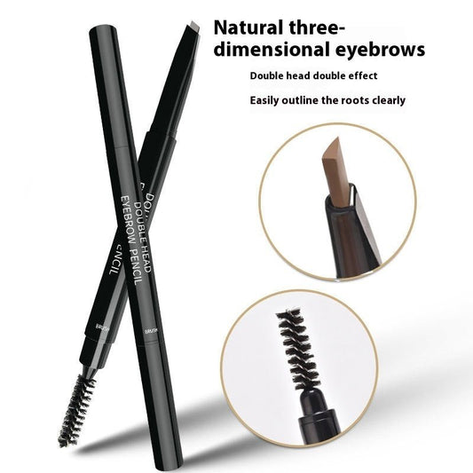 Crayon à sourcils imperméable, résistant à la transpiration, longue tenue, sans bavure, à double embout et rotation automatique. - Ivory Deals Market