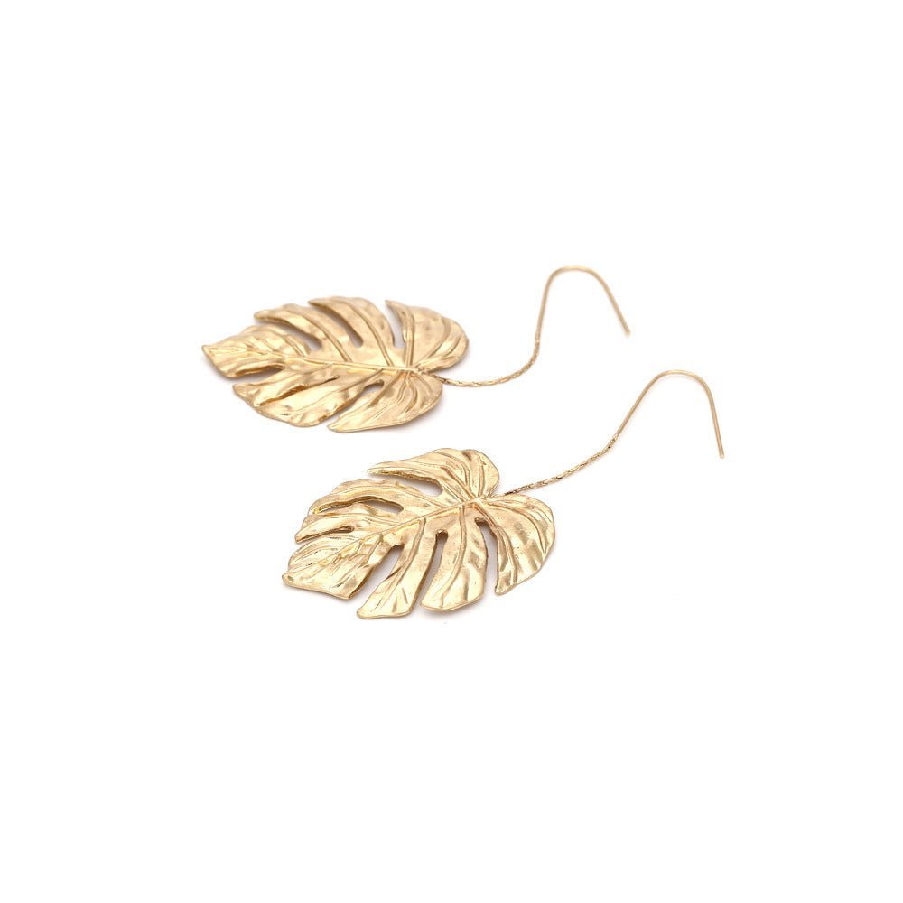 Creux En Métal Feuille Femelle Boucles D'oreilles - Ivory Deals Market