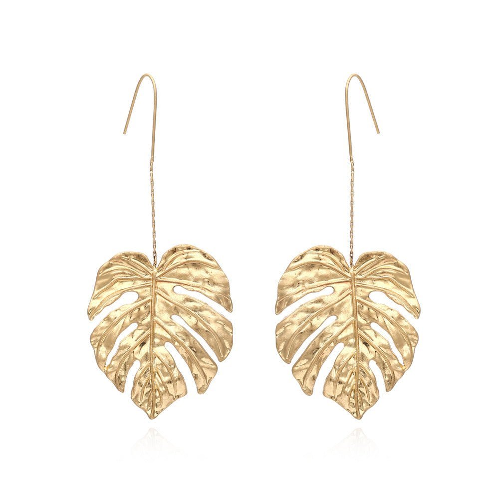 Creux En Métal Feuille Femelle Boucles D'oreilles - Ivory Deals Market