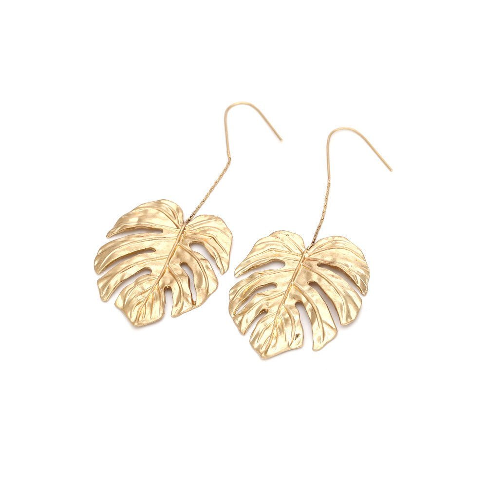 Creux En Métal Feuille Femelle Boucles D'oreilles - Ivory Deals Market