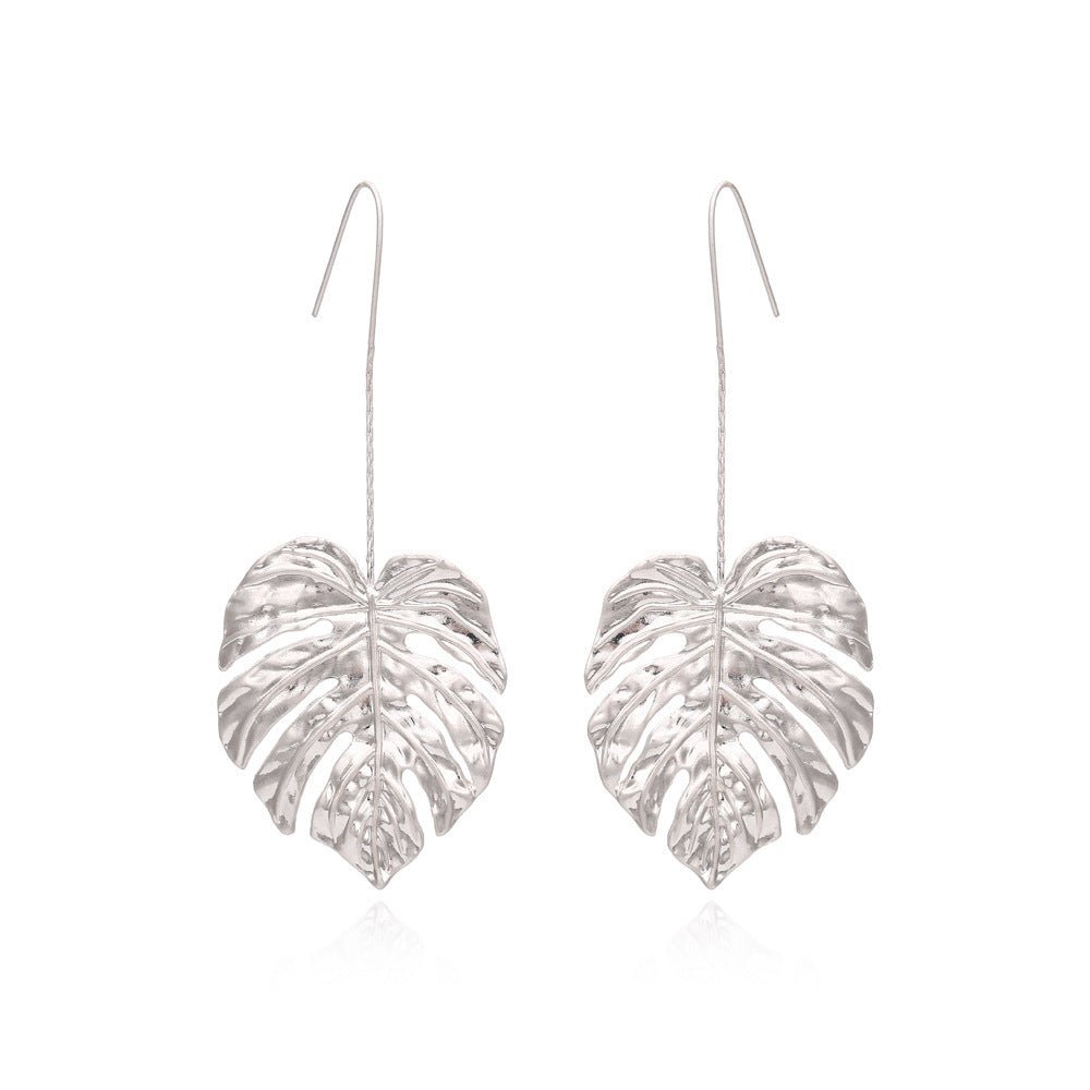 Creux En Métal Feuille Femelle Boucles D'oreilles - Ivory Deals Market