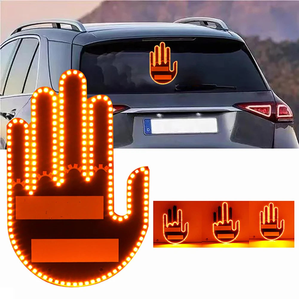 Nouvelle lampe à gestes illuminée par LED pour voiture avec télécommande Panneaux de rage au volant avec geste du doigt d'honneur Lampe à main avec geste du doigt d'honneur