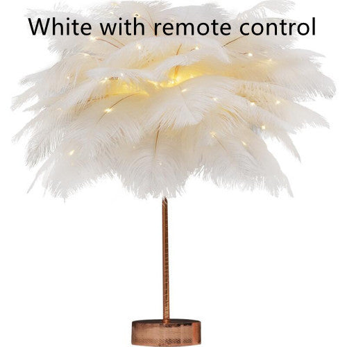 Plume Lampe Nordique Lampe de Bureau de Style Européen Chambre De Chevet Lampe De Table De Plumes Lumière de Nuit Lampe de Table Décoration Moderne - Ivory Deals Market