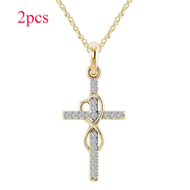 Pendentif en alliage avec diamant et croix à huit caractères - Ivory Deals Market