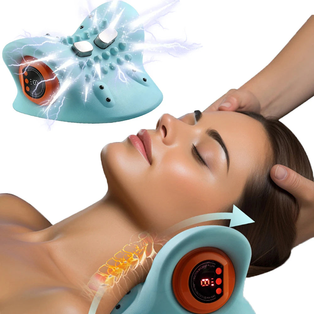 Masseur de cou pour adultes, cervical de secours de la colonne vertébrale, cervical, cervical, cervical, tête de cou, oreiller de massage au point d'acupuncture