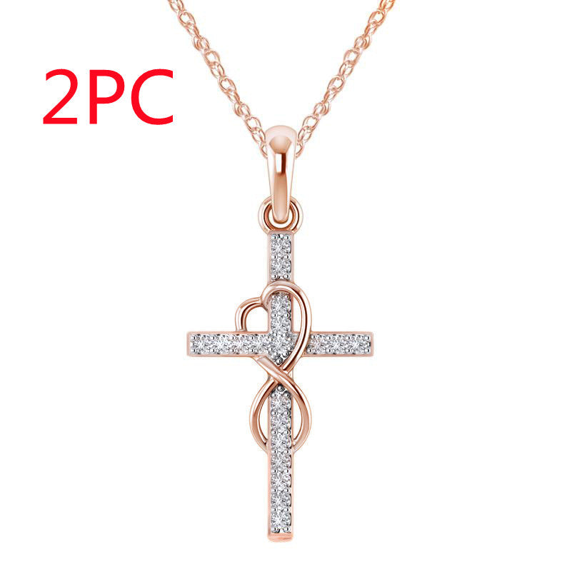 Pendentif en alliage avec diamant et croix à huit caractères - Ivory Deals Market