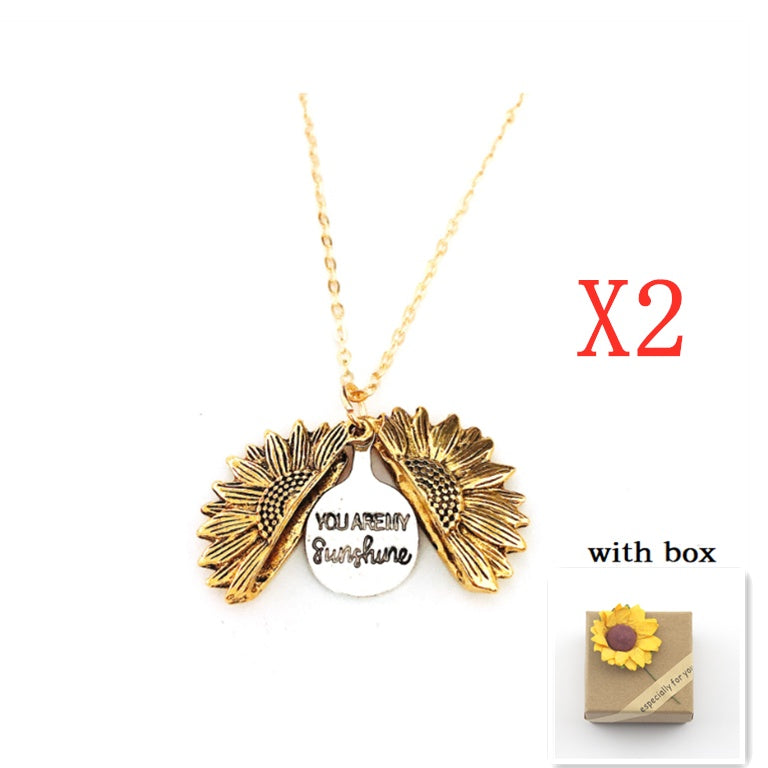 Tournesol double lettrage collier