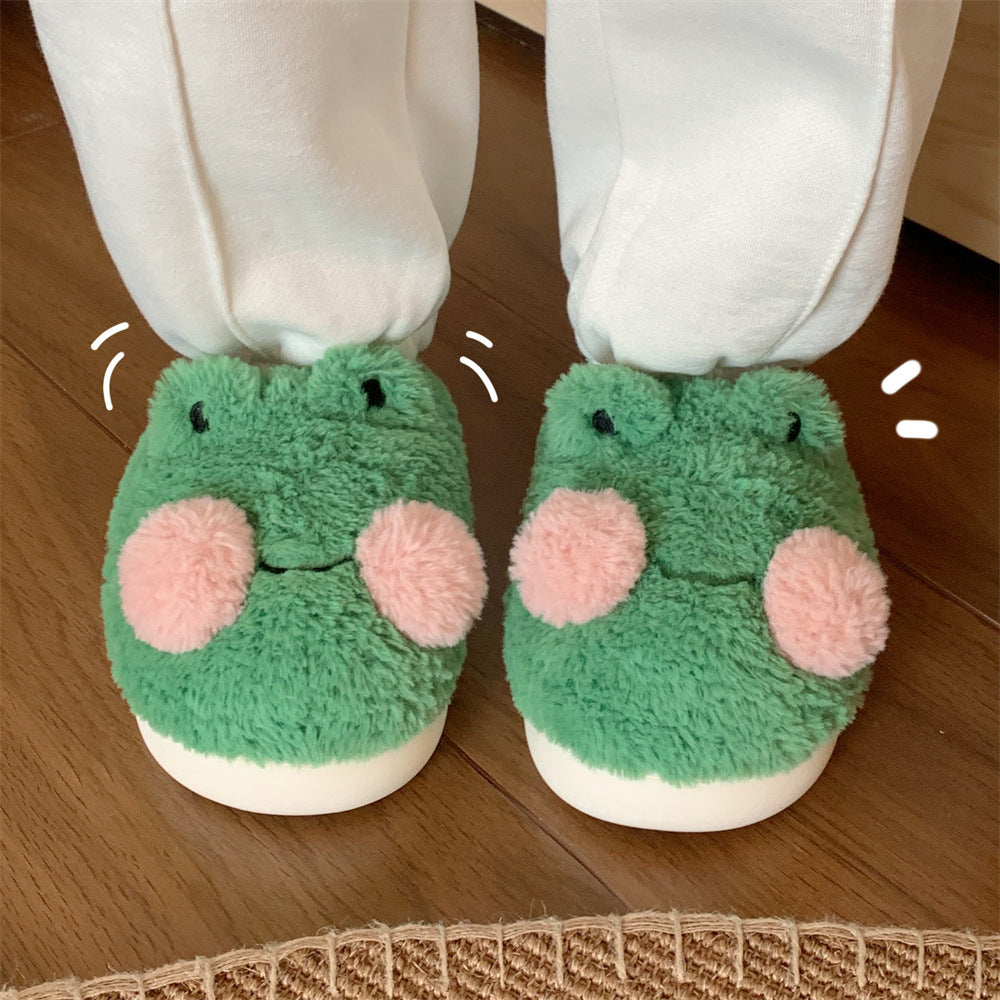 Pantoufles mignons en forme de grenouille pour femmes