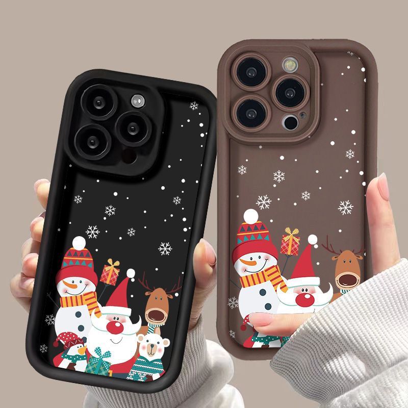 Coque de téléphone mignonne avec motif de Noël avancé en silicone souple et antichoc.