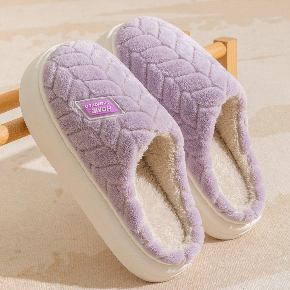 Nouveau antidérapant à semelles épaisses en peluche pantoufles couple hiver chaud maison pantoufle intérieur chaussures polaires pour femmes hommes