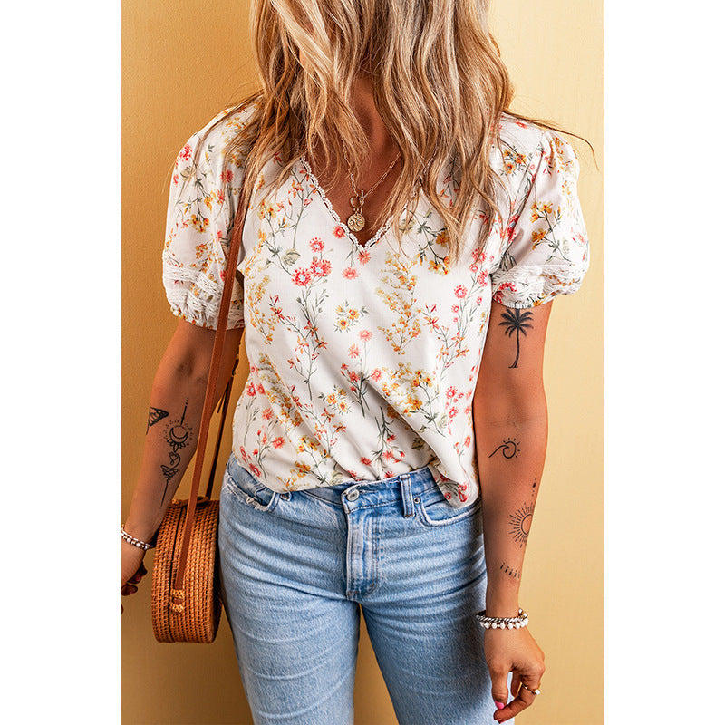 T-shirt floral personnalisé de mode pour les femmes - Ivory Deals Market