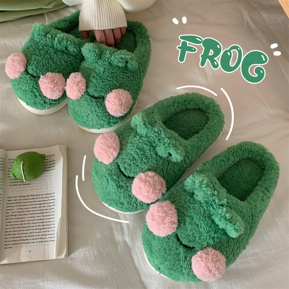 Pantoufles mignons en forme de grenouille pour femmes