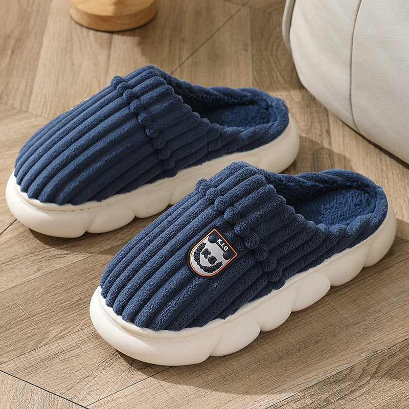 Pantoufles d’hiver en velours côtelé Maison Chambre Sol Chaussures En Peluche Mode Couleur Unie Pantoufles Antidérapantes Pour Femmes Hommes