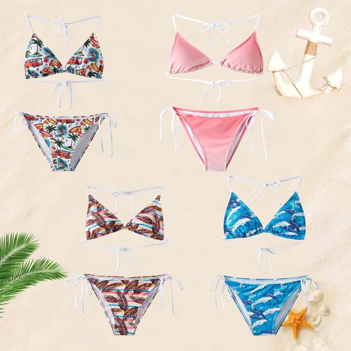 Deux pièces pour femmes adultes, string à spaghetti sexy et haut de bikini, SummerVacation, natation, spa, surf, baignade, piscine - Ivory Deals Market