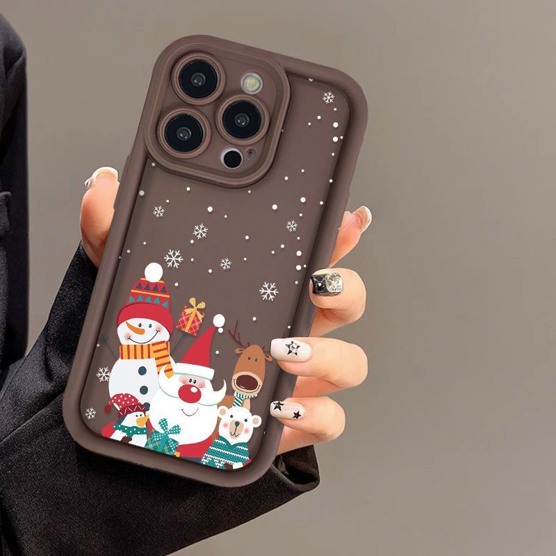 Coque de téléphone mignonne avec motif de Noël avancé en silicone souple et antichoc.