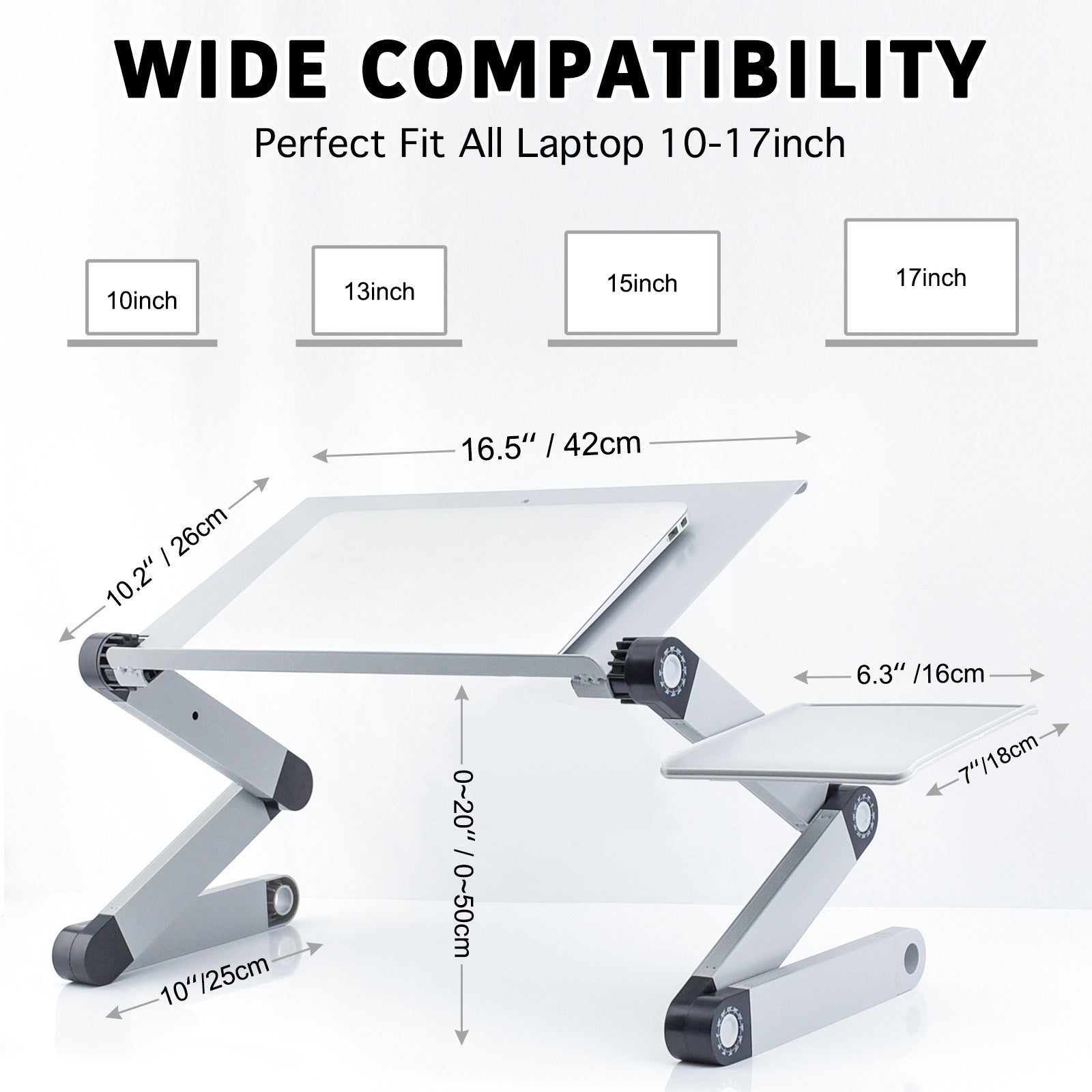 Réglable Ordinateur Portable Stand, RAINBEAN Bureau D'ordinateur Portable avec 2 CPU De Refroidissement USB Ventilateurs pour Lit En Aluminium Tour Poste de Travail Bureau avec Tapis de Souris, pliable Cook Book Stand Portable Titulaire Canapé, - Ivory Deals Market