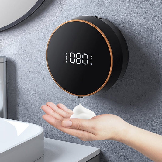 Distributeur automatique de désinfectant pour les mains à induction à fixer au mur à domicile avec affichage de la température LED et recharge USB. - Ivory Deals Market