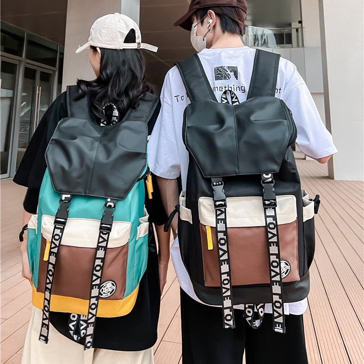 Nouvelle couleur assortie sac à dos mode en plein air sacs de voyage hommes femmes personnalité collège lycée étudiant cartables - Ivory Deals Market