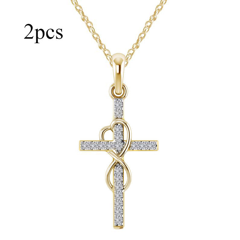 Pendentif en alliage avec diamant et croix à huit caractères - Ivory Deals Market